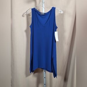 NWT Sympli Cobalt Blue Aruba Sleeveless Go To  Wide Vneck Relaxed Tunic Size 2